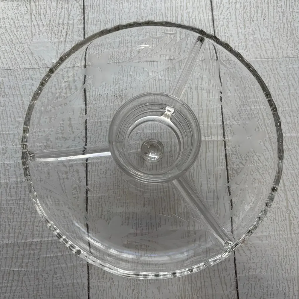 Replacement Glass Divided Serving Tray for Threaded Stand